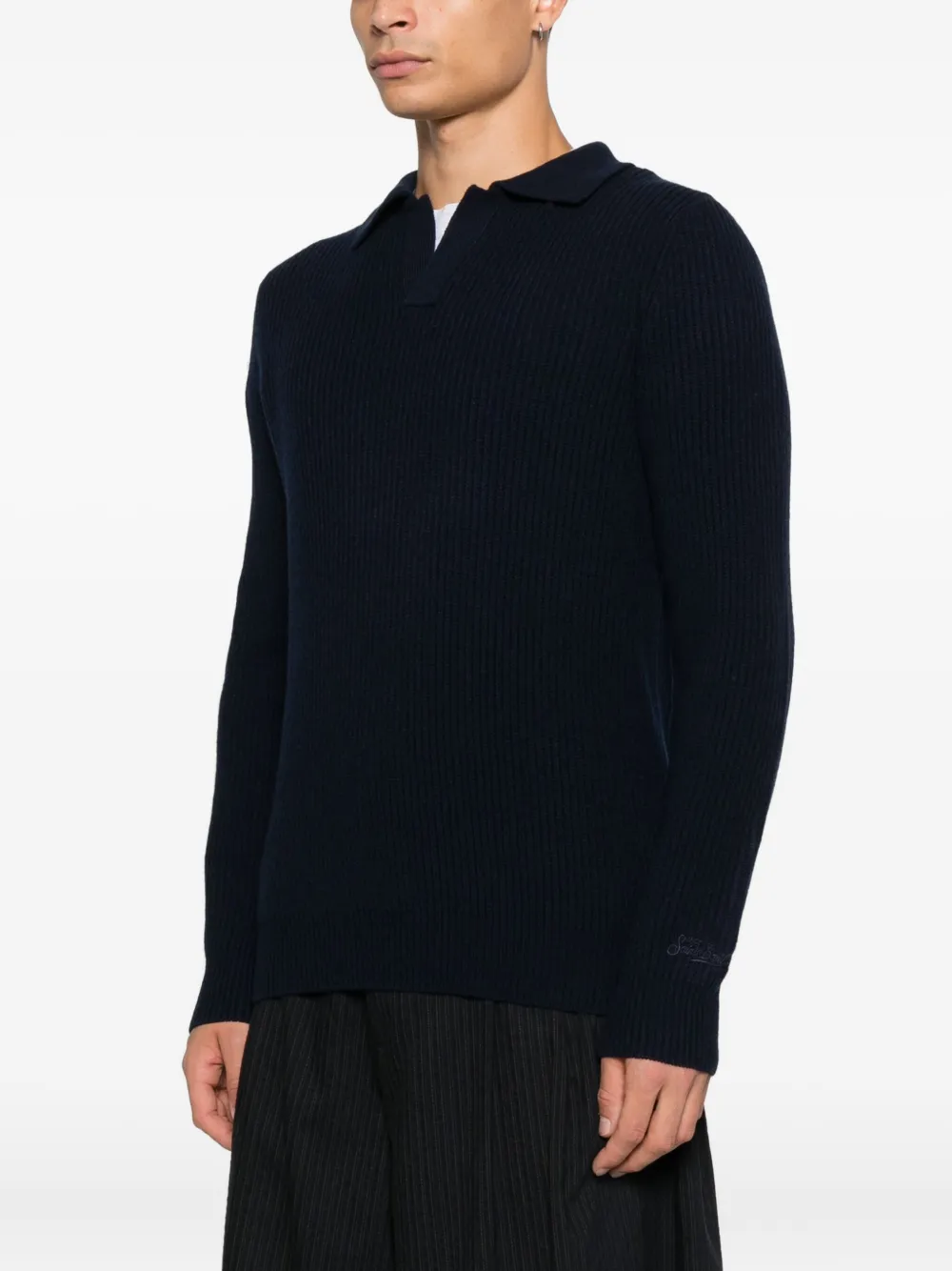 Mc2 Saint Barth Polo-collar Sweater In Black