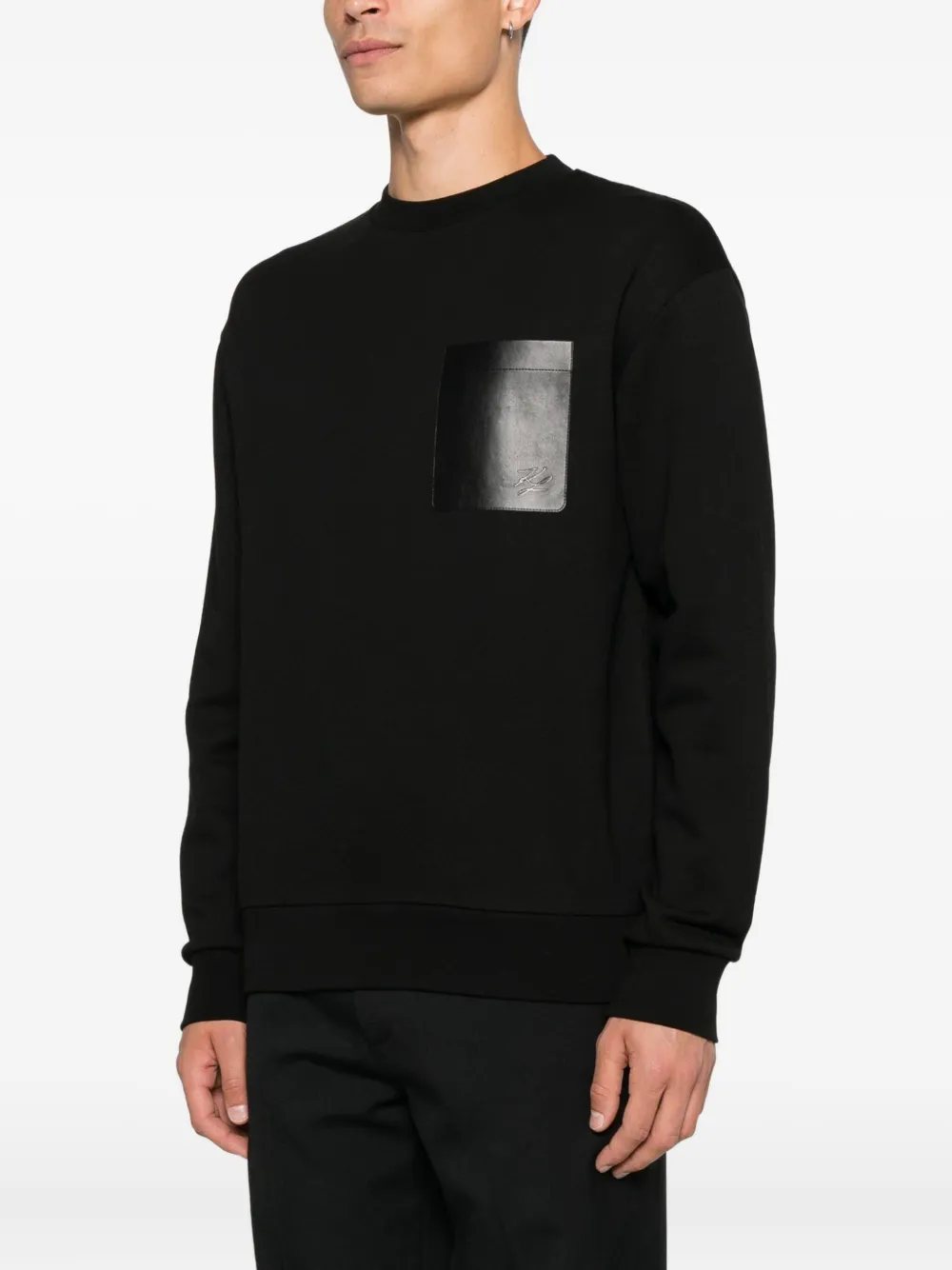 Karl Lagerfeld Sweater met leren zak Zwart