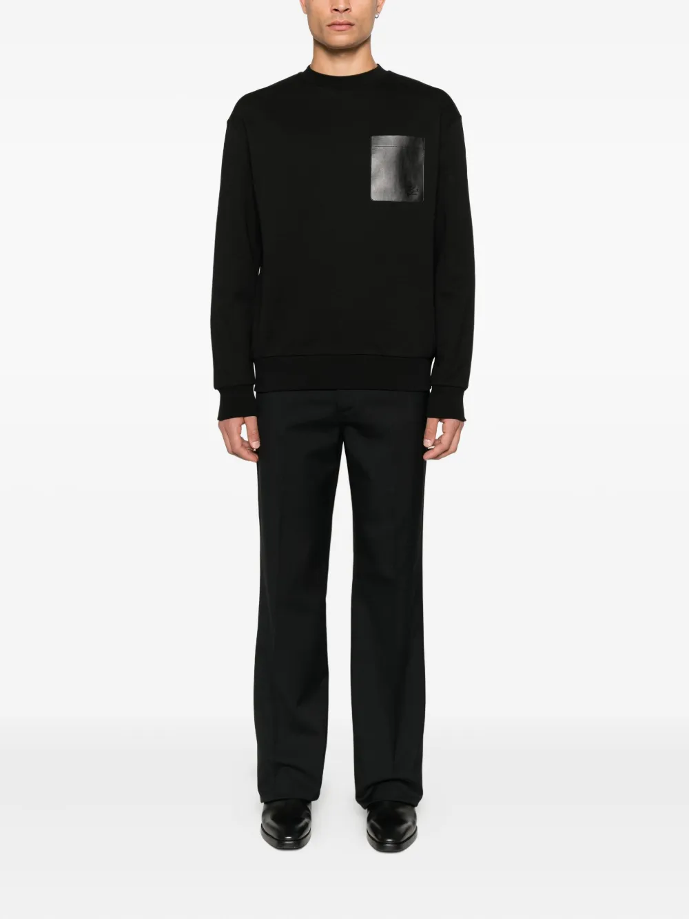 Karl Lagerfeld Sweater met leren zak - Zwart