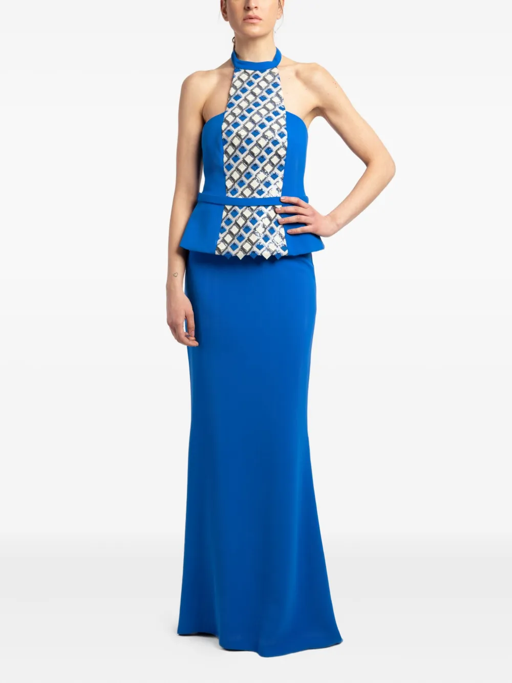 Maestri Maxi-jurk met halternek - Blauw