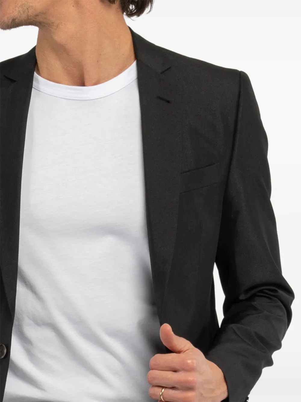 Reveres 1949 Narrow-lapels Buttoned Suit In Black