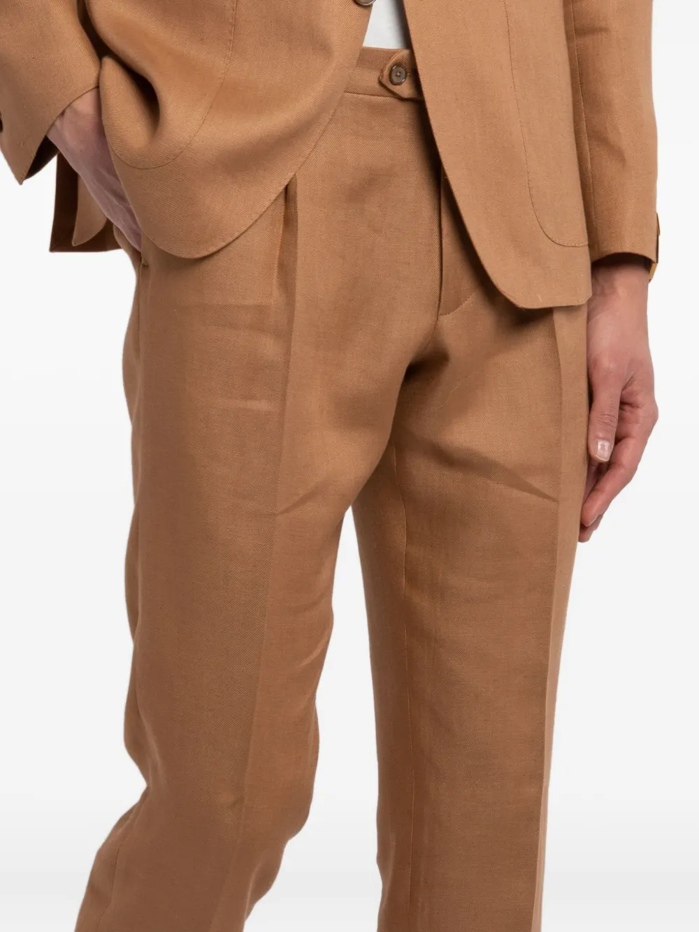 Tagliatore Single-breasted Linen Suit In Brown