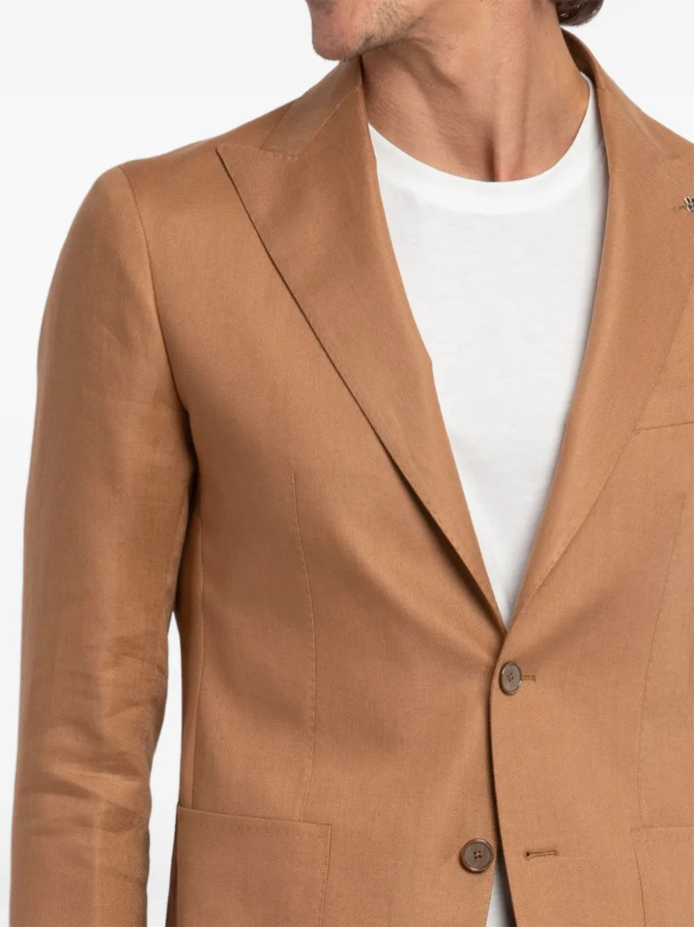 Tagliatore Single-breasted Linen Suit In Brown