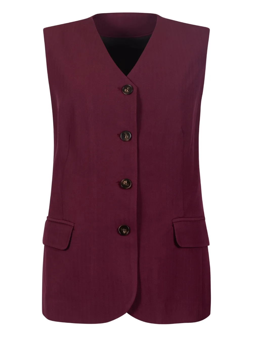 Selected Single-breasted Waistcoat In Burgundy