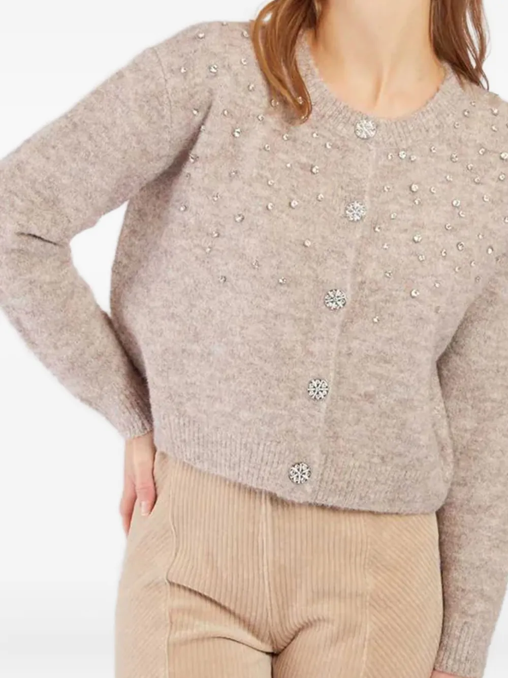 Derhy  crystal-embellished knit cardigan | Neutrals | Image 1