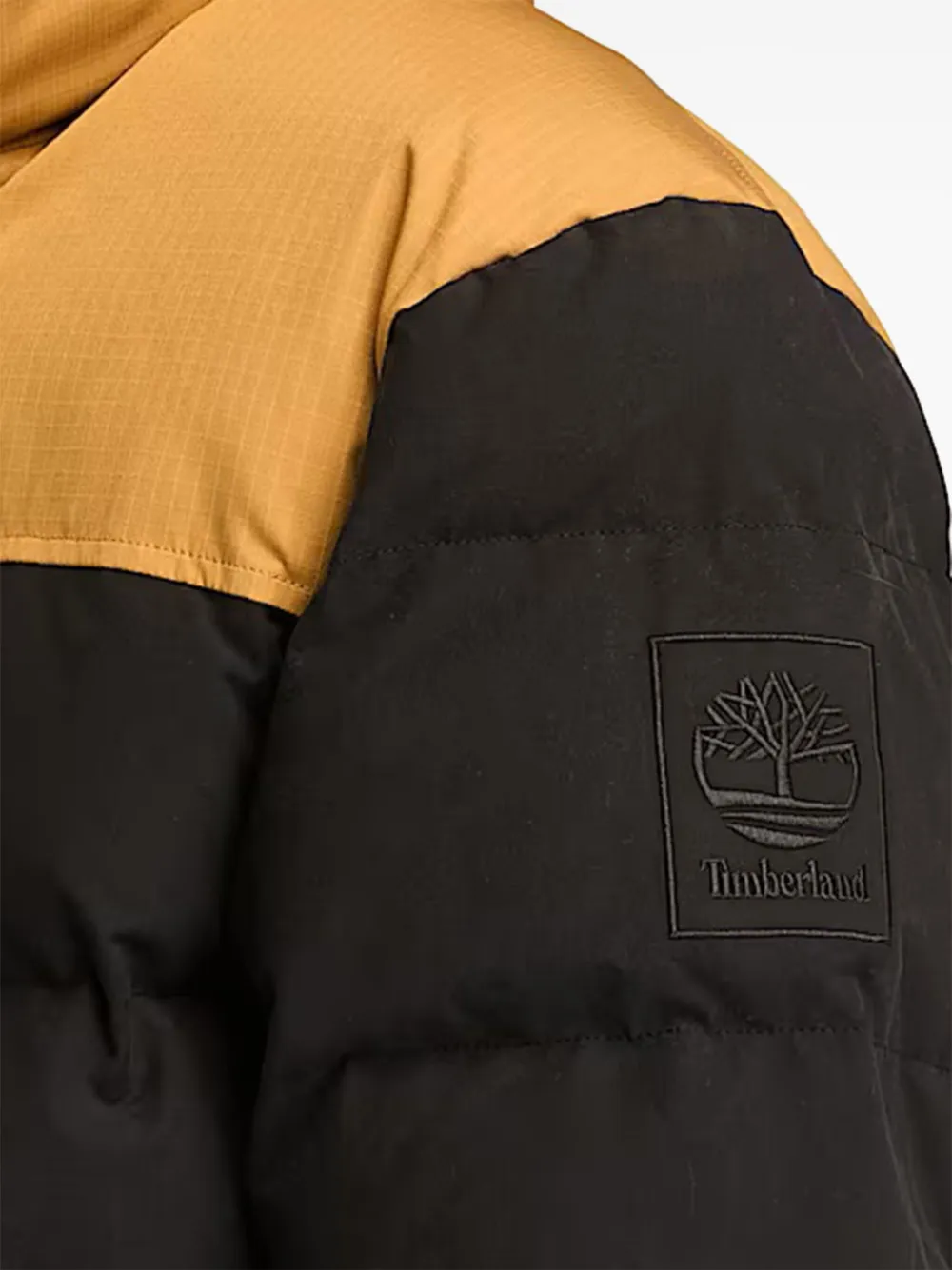 Timberland Tweekleurige gewatteerde jas met hoge hals Zwart