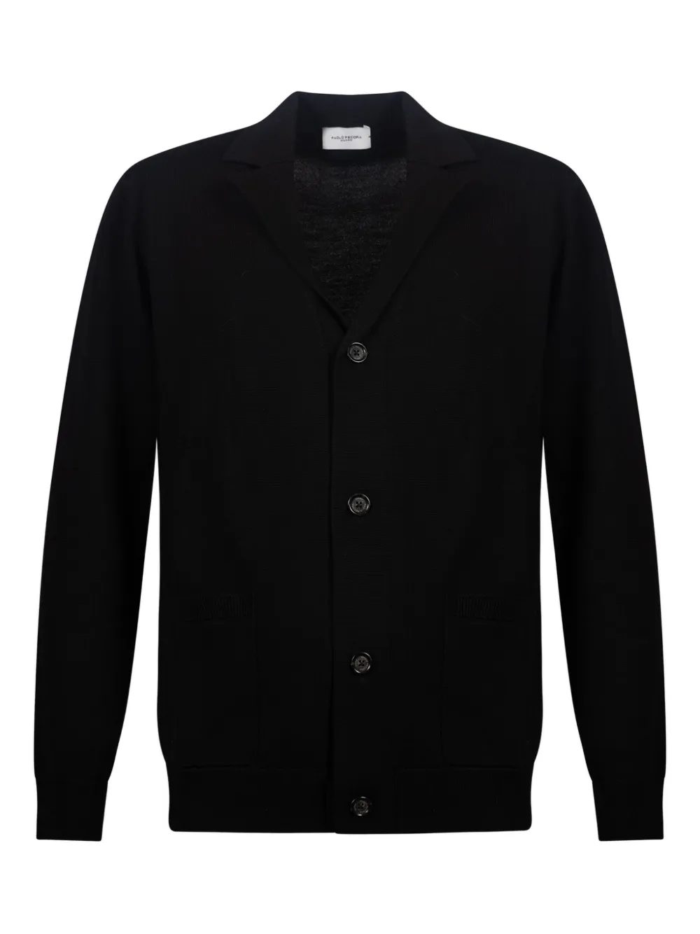 Paolo Pecora Cardigan aus Merinowolle mit V-Ausschnitt | Schwarz | Image 1