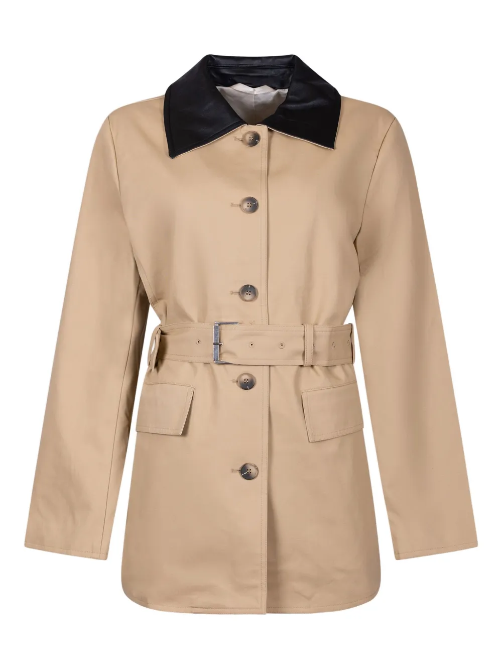 Selected Belted Collar Jacket In Neutral
