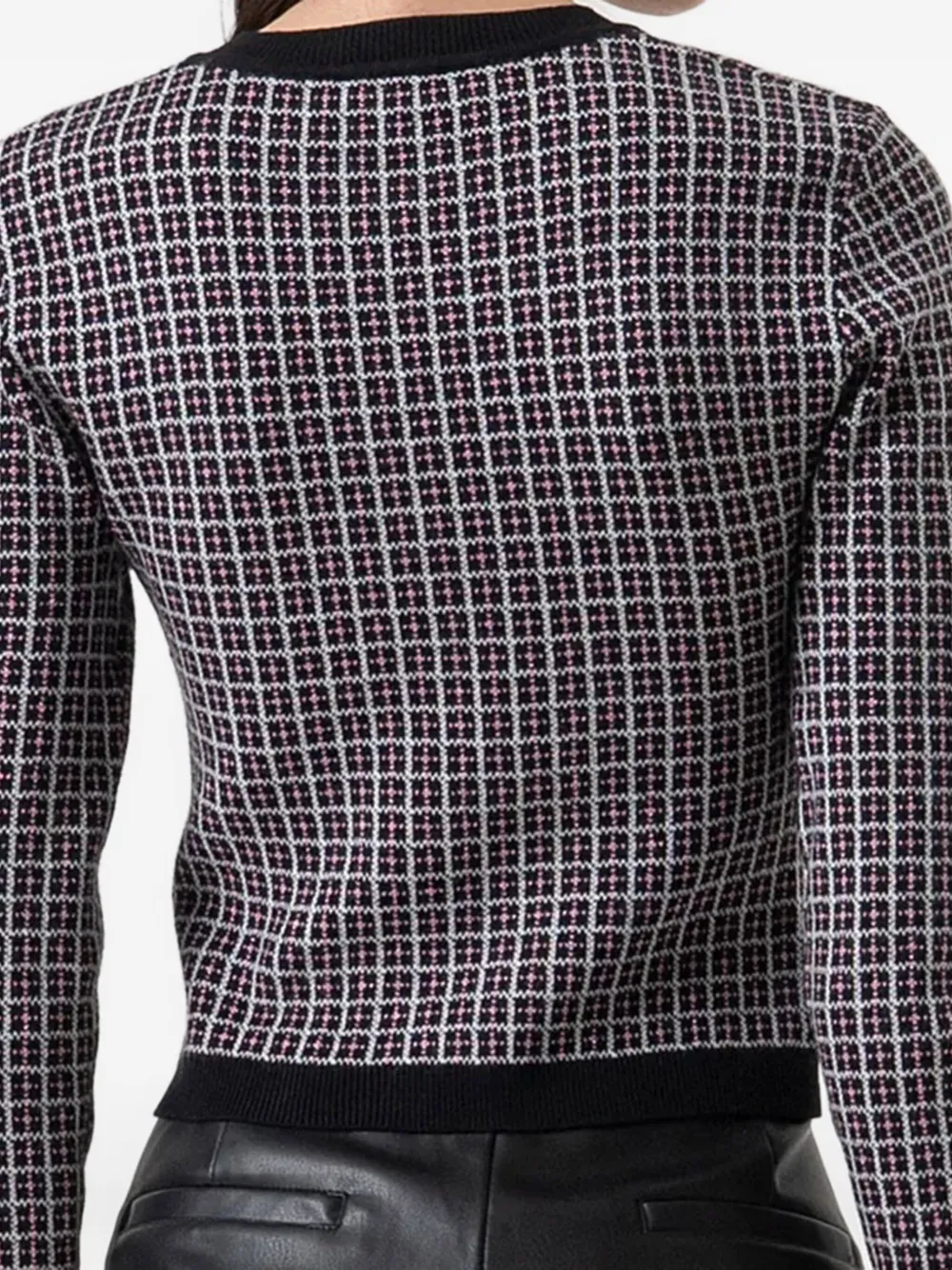 Catrafina Jacquard Zip-up Cardigan In White