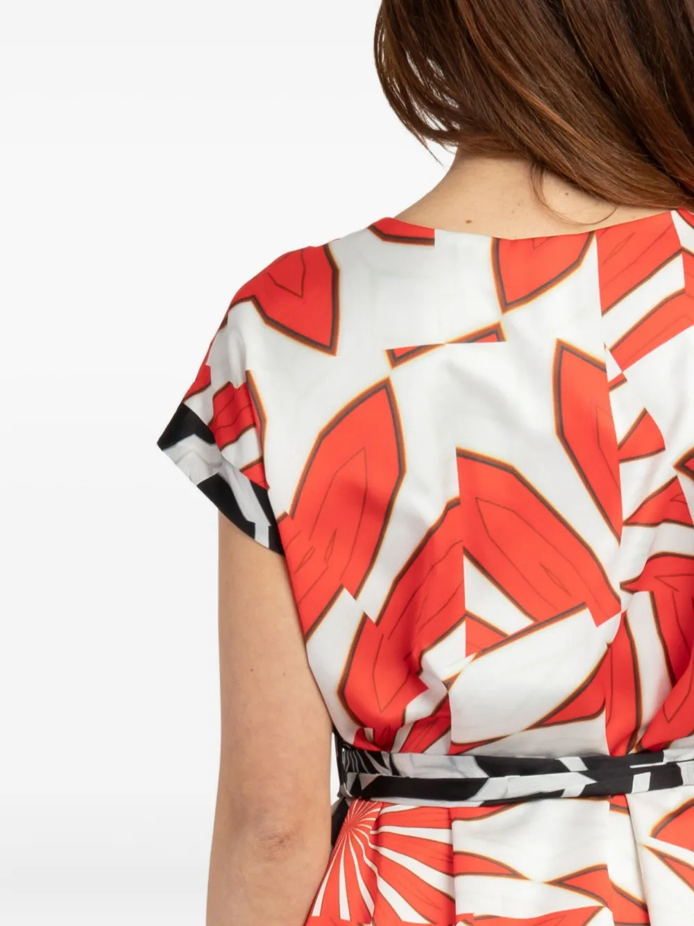 Twinset Tie-belt V-neck Short-sleeve Blouse In Red