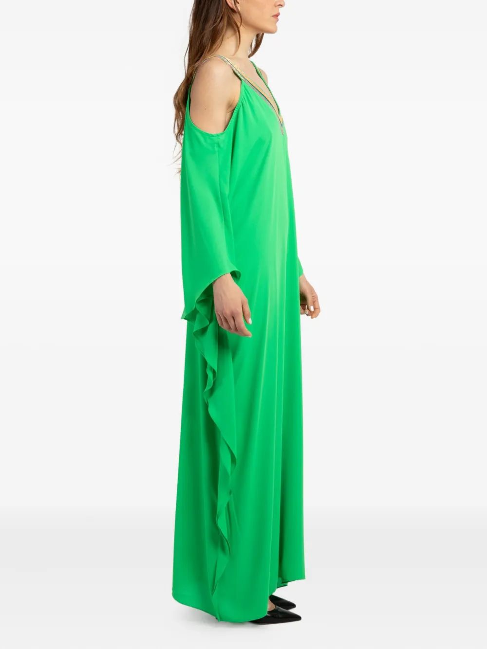 Twinset V-neck Maxi Dress In Green