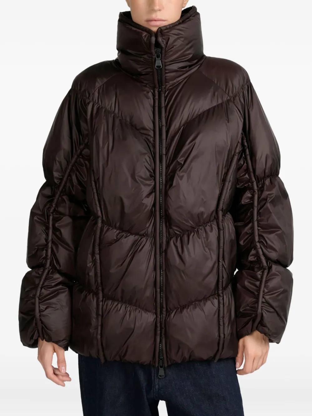 Canadian Camille Funnel-neck Puffer Jacket In Brown
