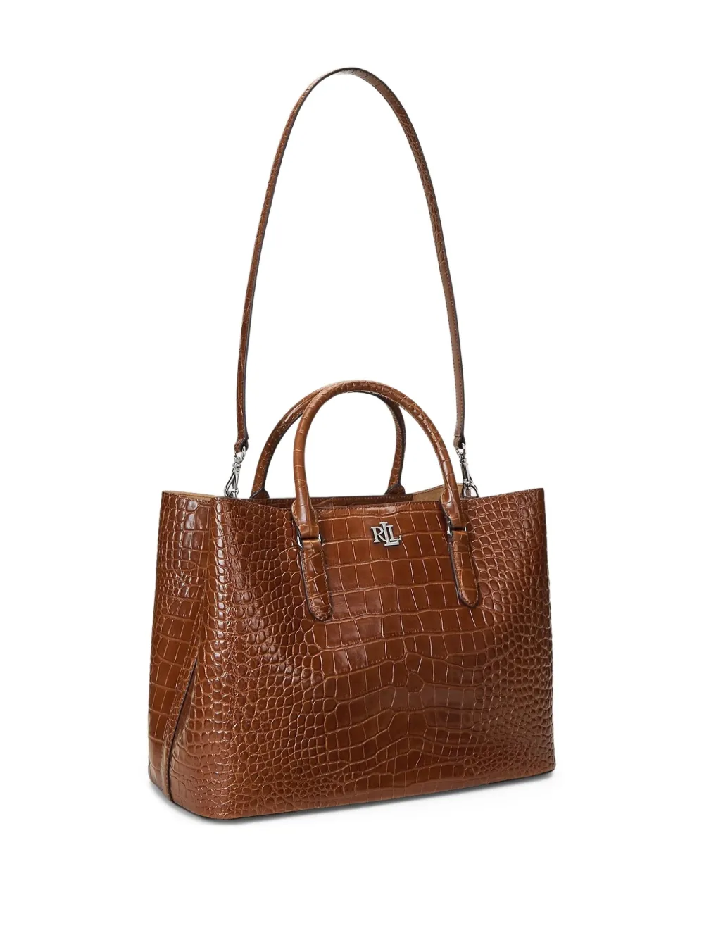 Lauren Ralph Lauren Grote leren shopper met reliëf Bruin