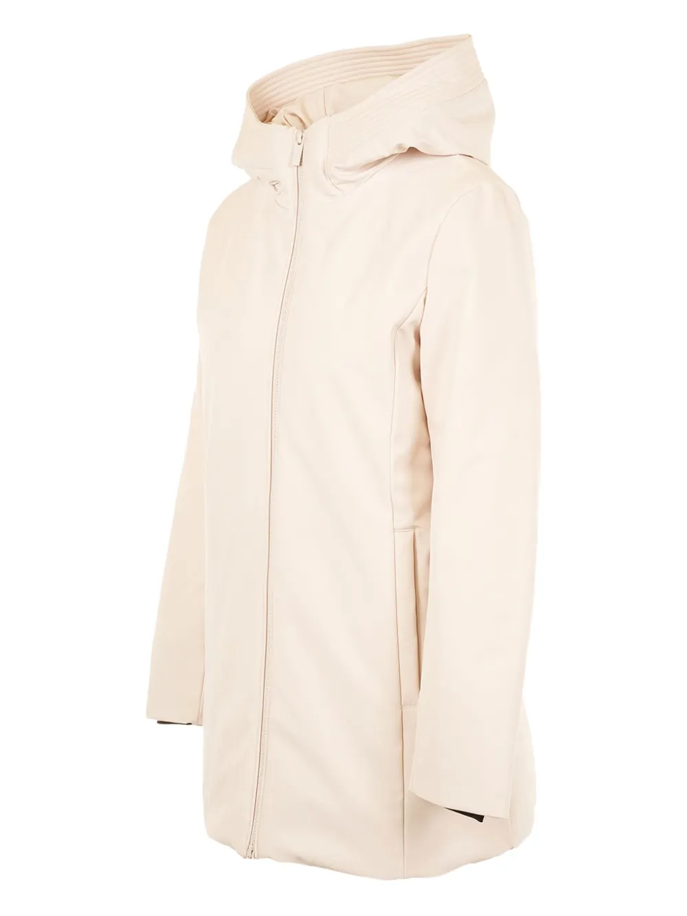 Woolrich Zip-fastening Hooded Coat In Neutral