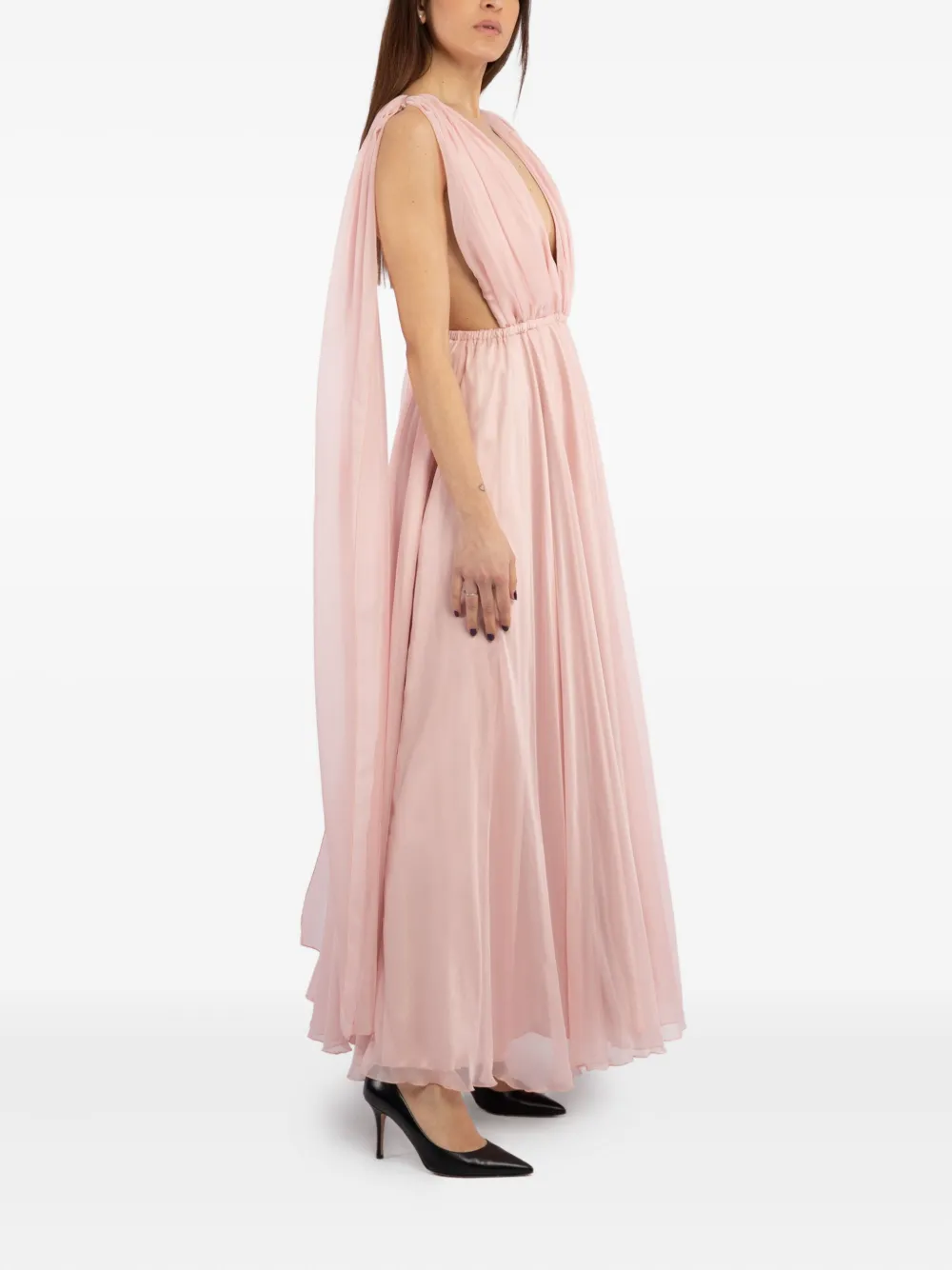 ACTUALEE Gedrapeerde maxi-jurk Roze