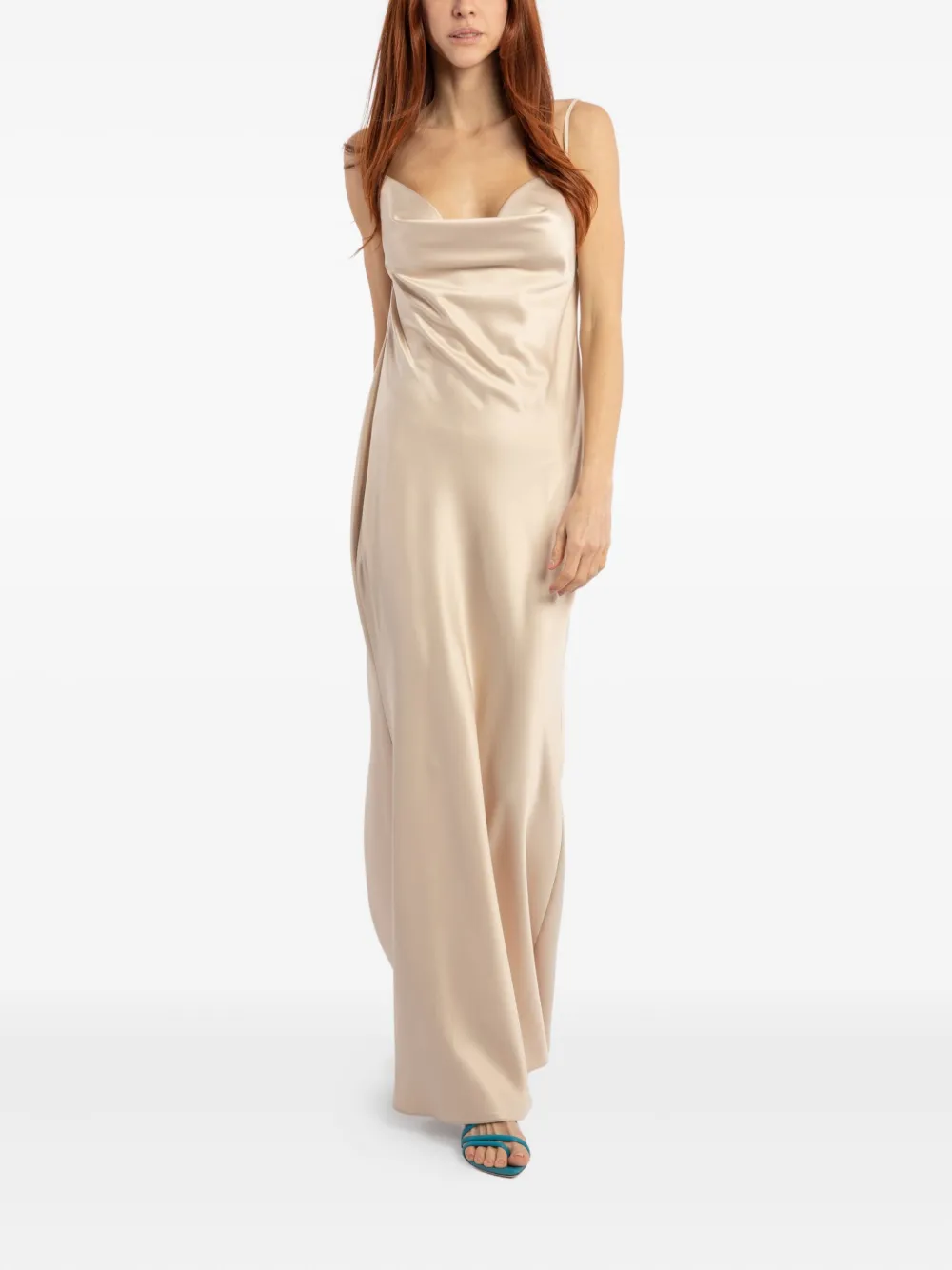 ACTUALEE Maxi-jurk met kettingrug Beige