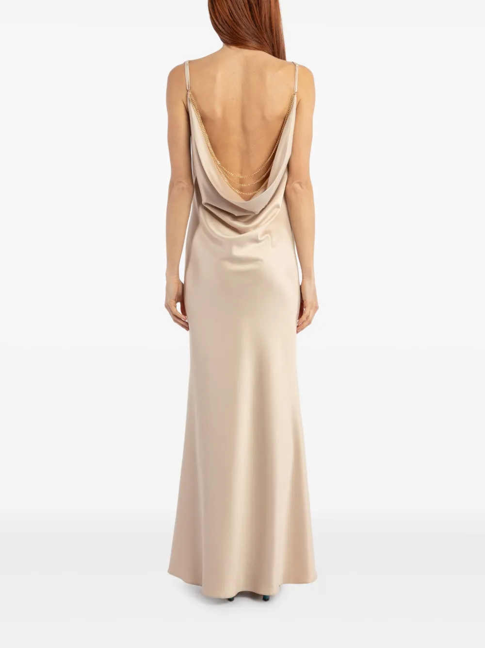 ACTUALEE Maxi-jurk met kettingrug Beige