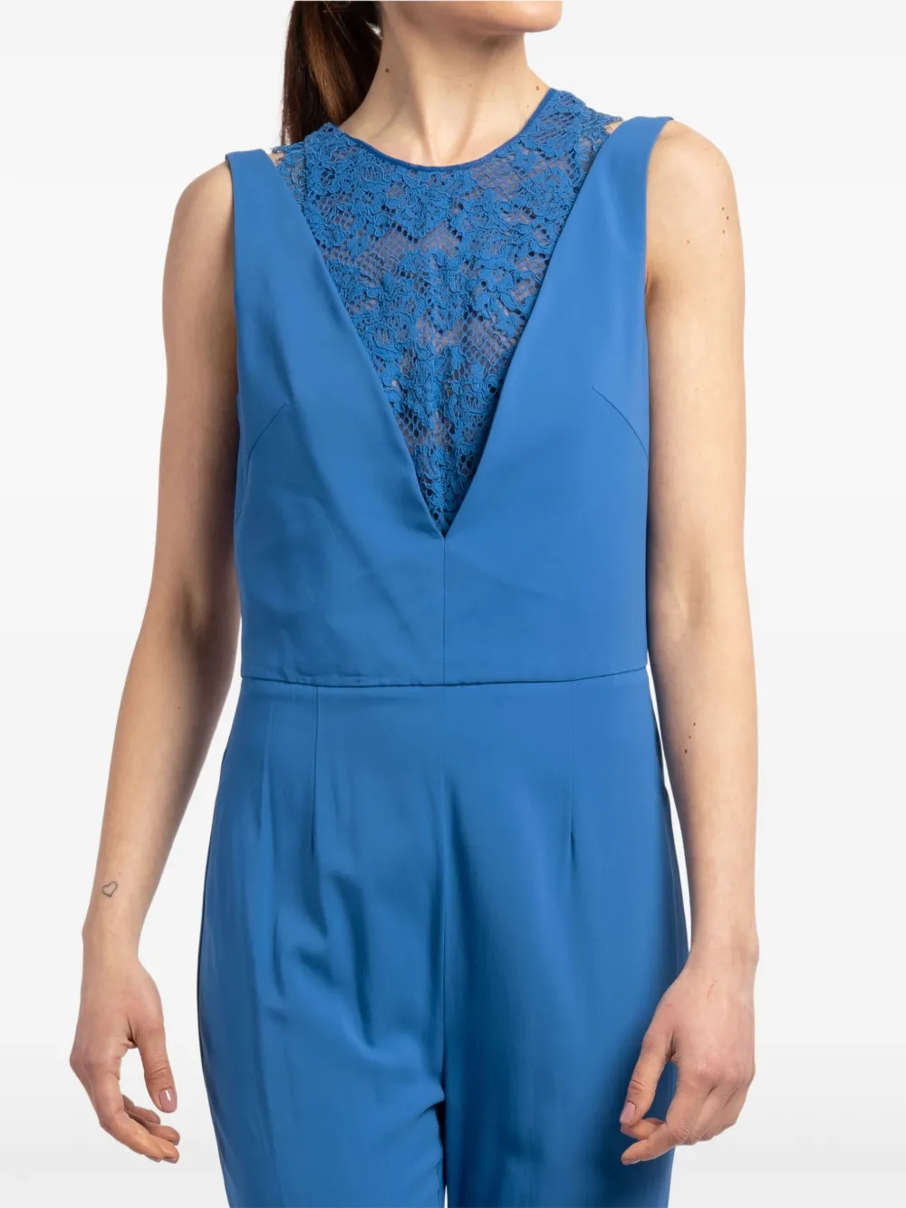 PINKO Flared jumpsuit met kanten vlakken Blauw