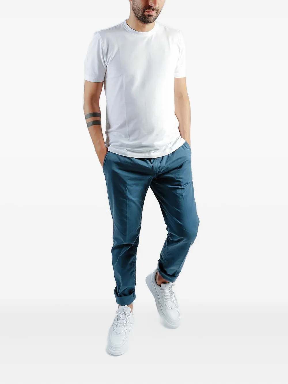 Hand Picked Straight broek met omgeslagen pijpen - Blauw