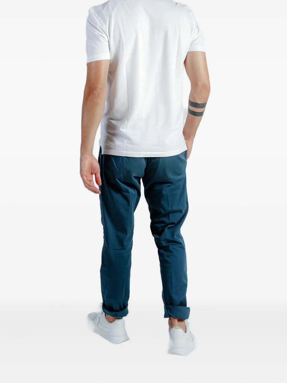 Hand Picked Straight-leg Cuffed Trousers In Blue