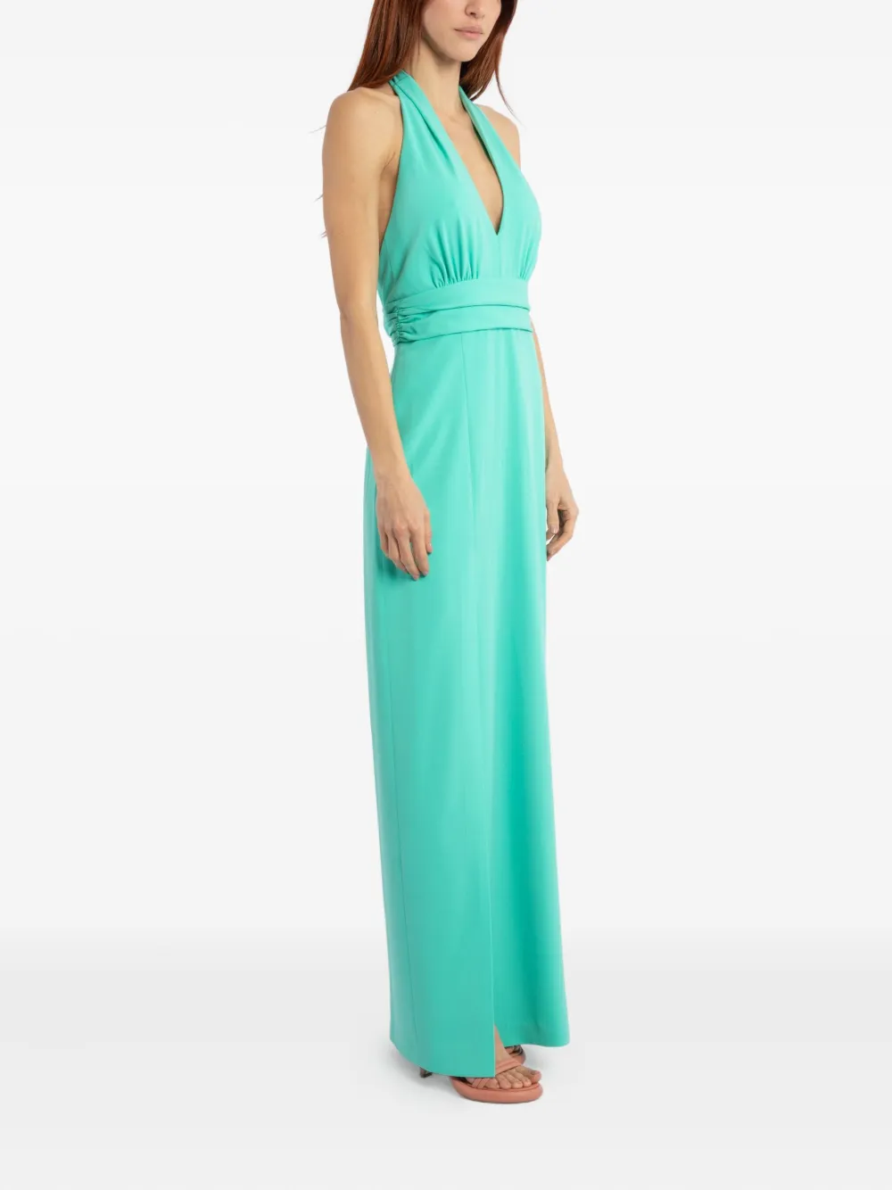 Twinset Halterneck Maxi Dress In Blue