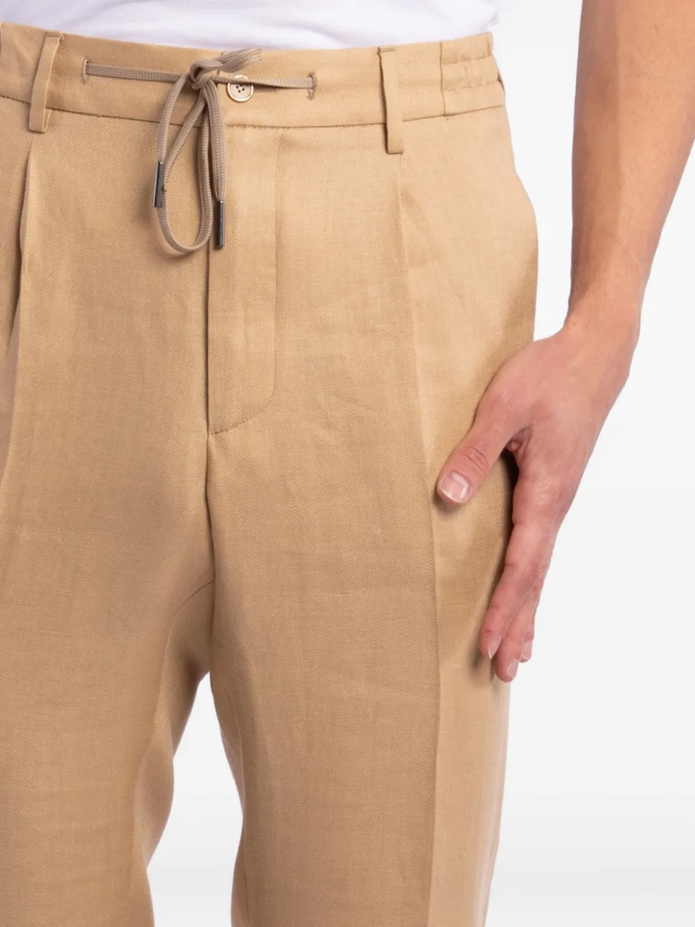 Tagliatore Plooibroek met trekkoord Beige