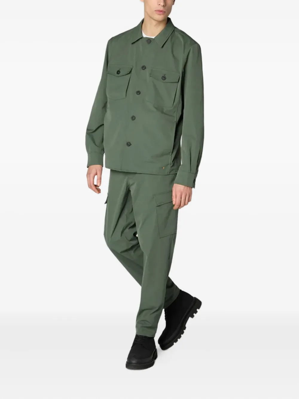 Save The Duck Buttoned Chest-pocket Jacket In Green