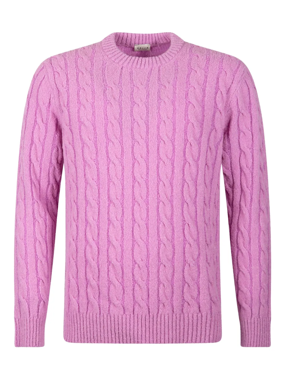Gallia Cable-knit Crew Neck Sweater In Pink