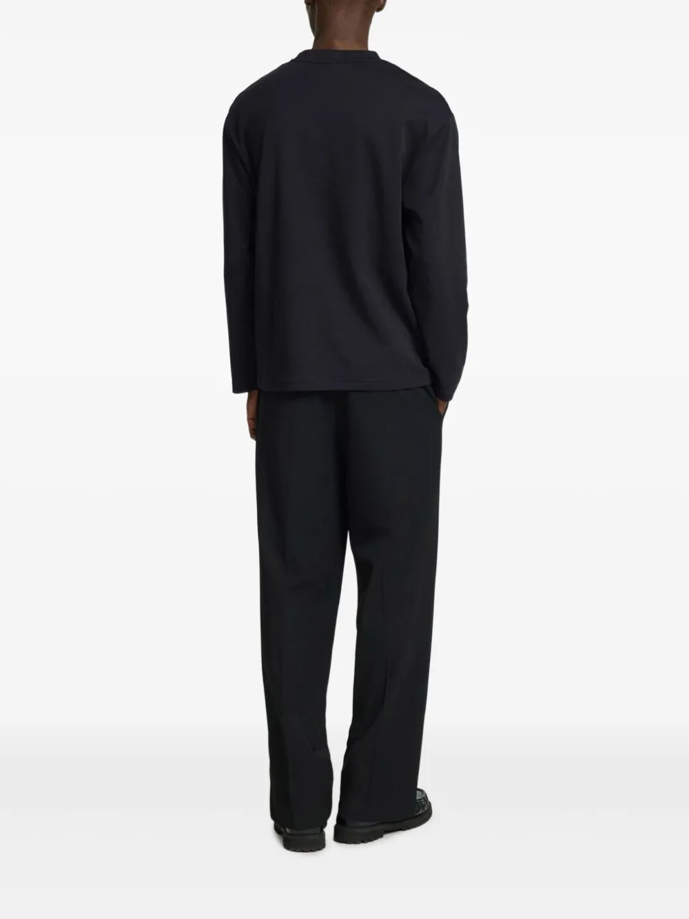 Selected Long-sleeve Crew-neck T-shirt In Black