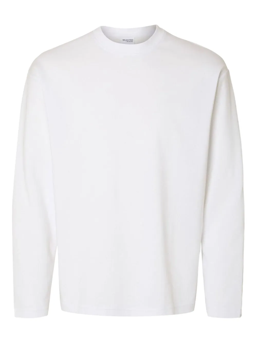 Selected Long-sleeve Crew-neck T-shirt In White