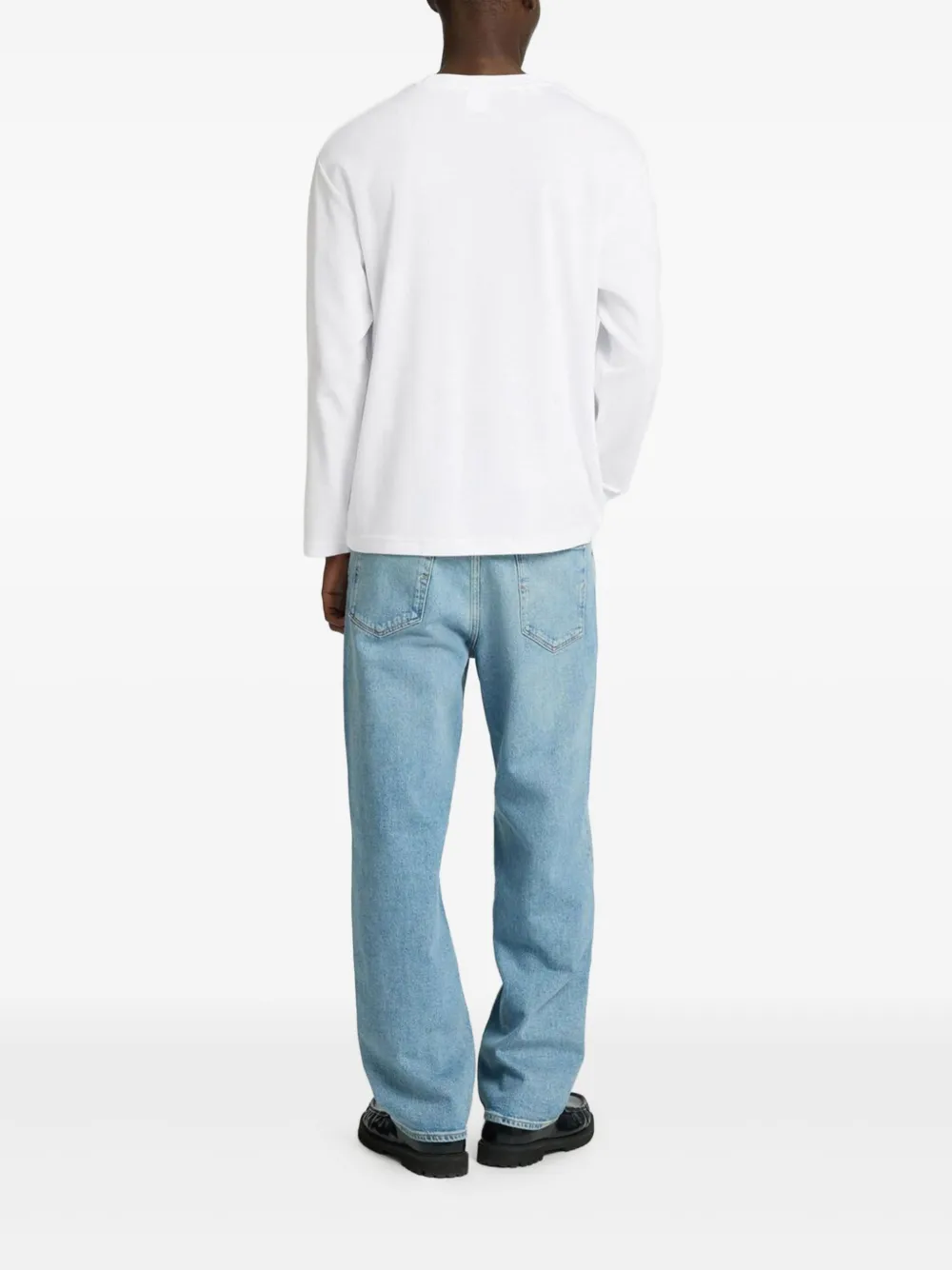 Selected Long-sleeve Crew-neck T-shirt In White