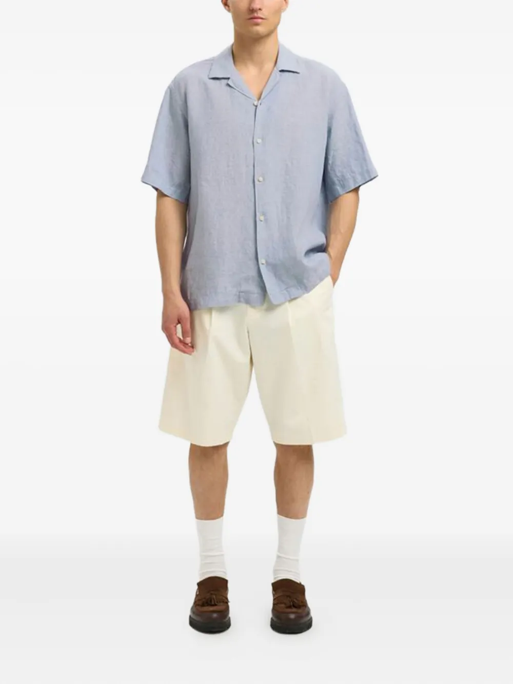 Selected Cuban Collar Short-sleeve Shirt In Animal Print