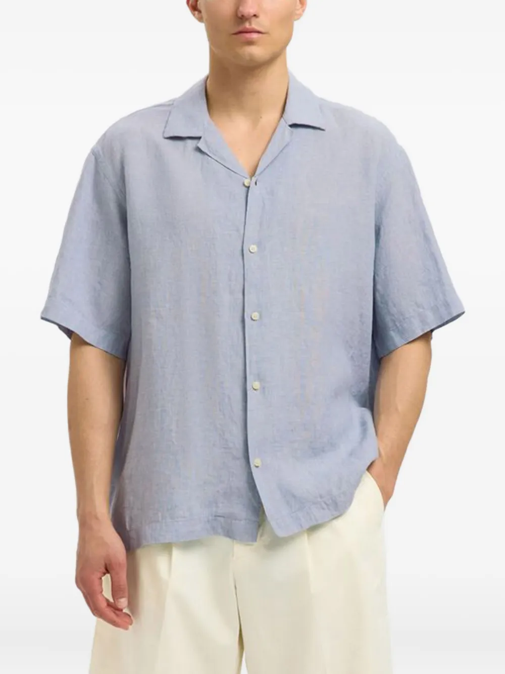 Selected Cuban Collar Short-sleeve Shirt In Animal Print