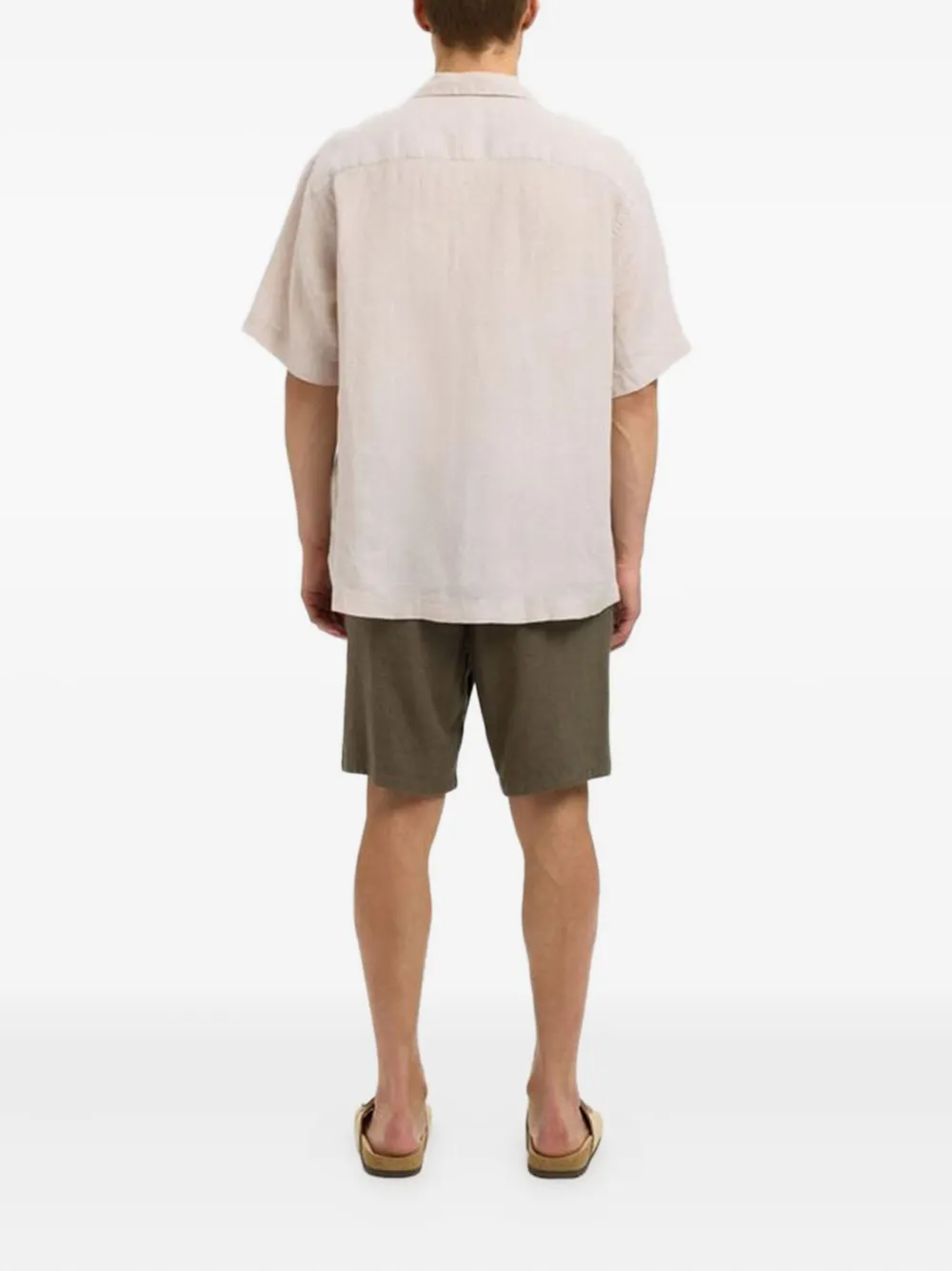 Selected Cuban Collar Short-sleeved Shirt In Brown