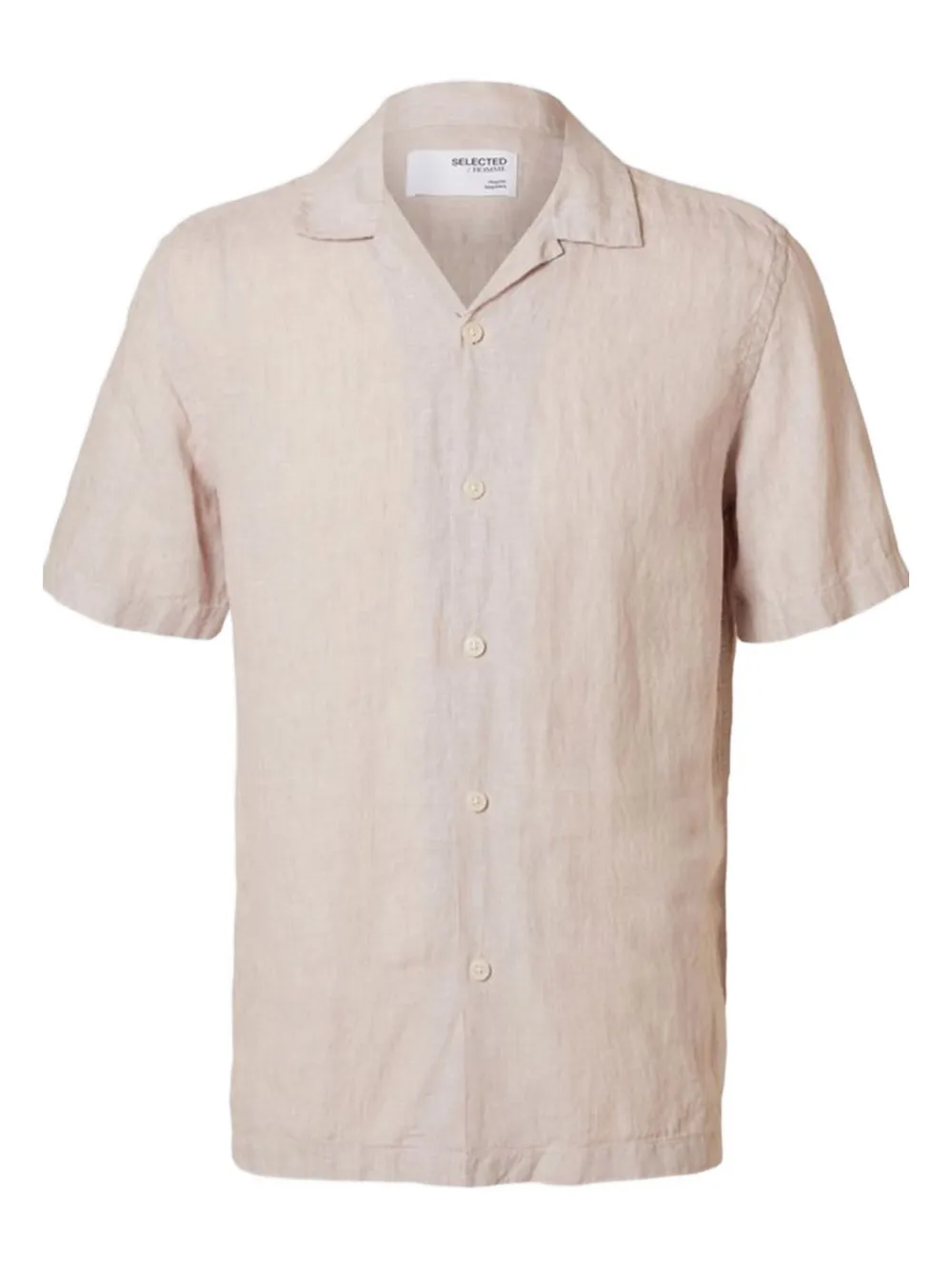 Selected Cuban Collar Short-sleeved Shirt In Brown