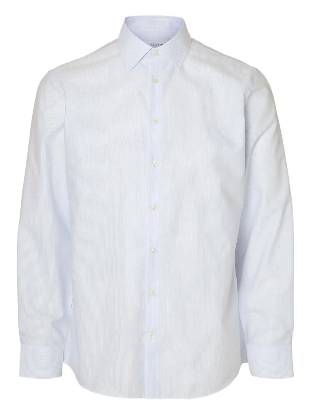 Selected Long-sleeved Cotton Shirt In Blue
