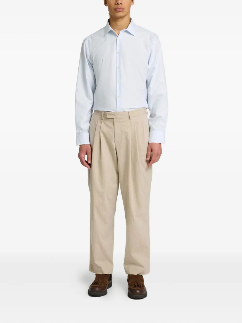 Selected Long-sleeved Cotton Shirt In Blue