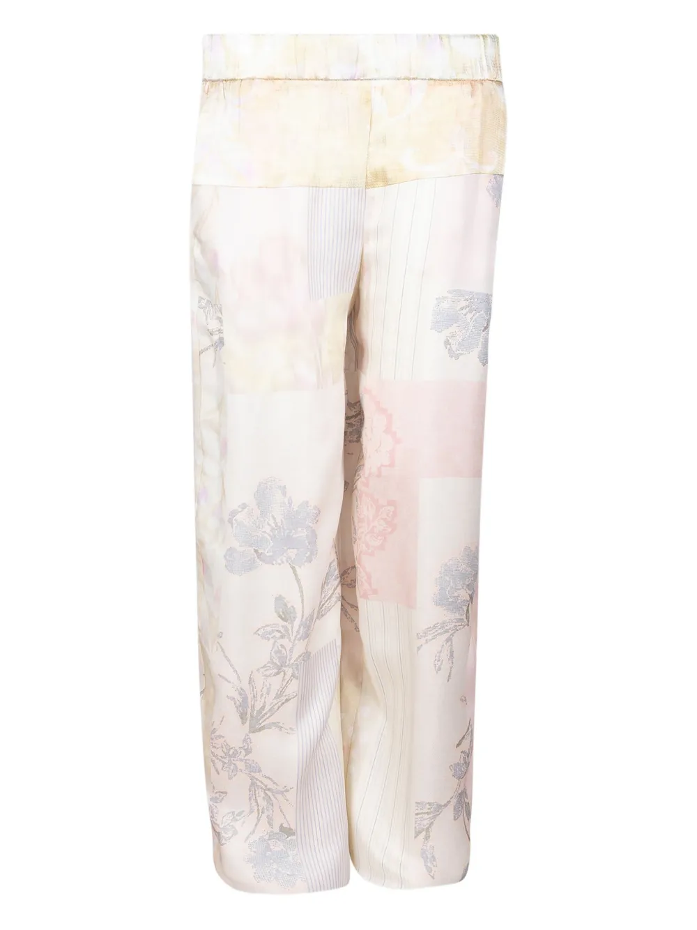 Forte Forte Broek met patchwork en bloemenpatroon - Beige