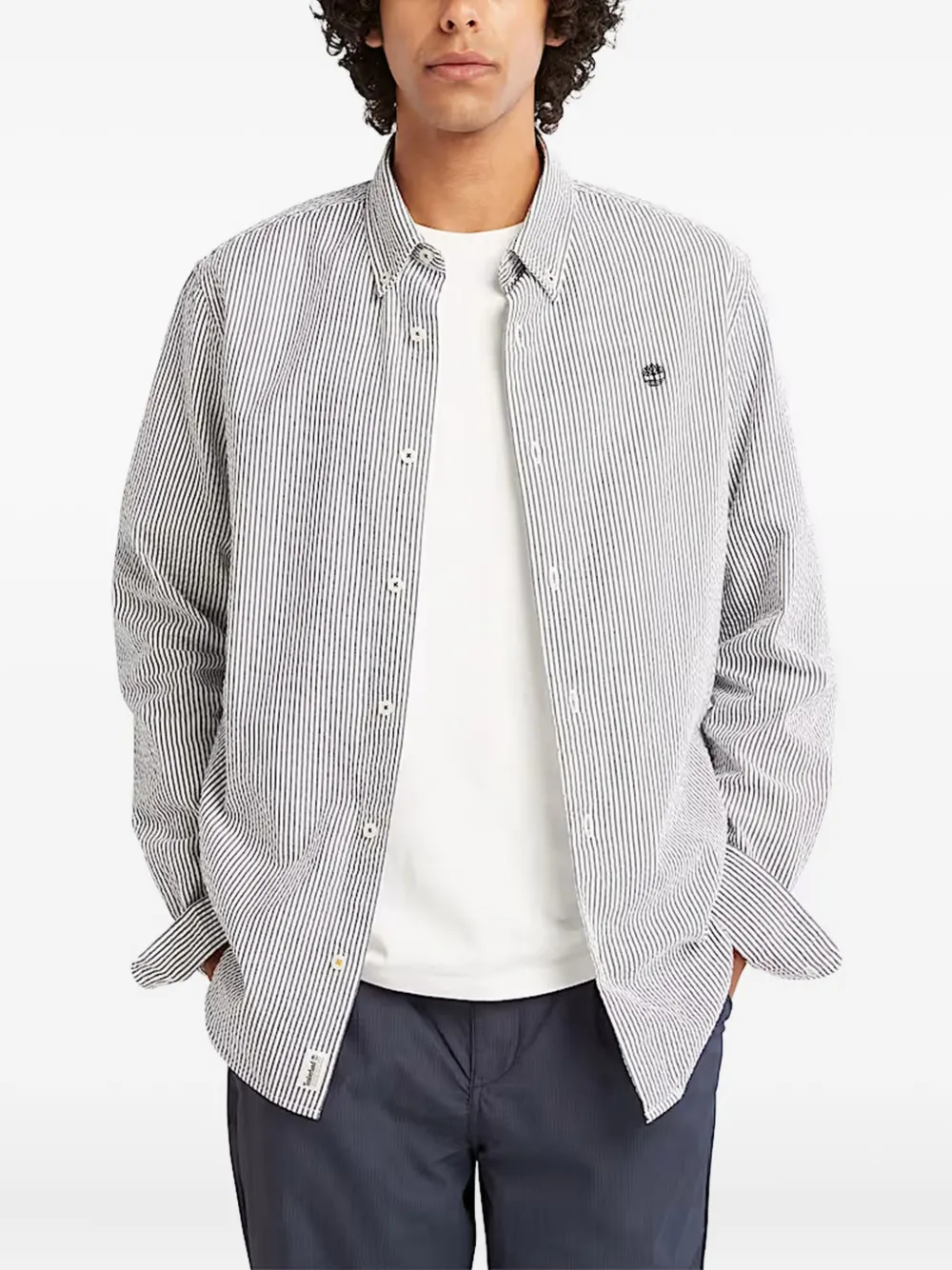 Timberland Striped Long-sleeve Shirt In White