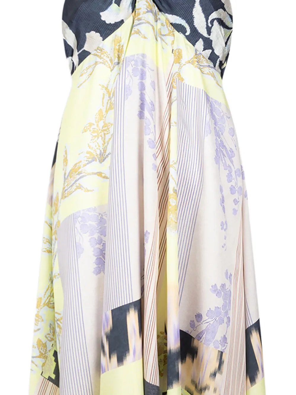 Forte Forte Midi-jurk met patchwork en halternek - Geel