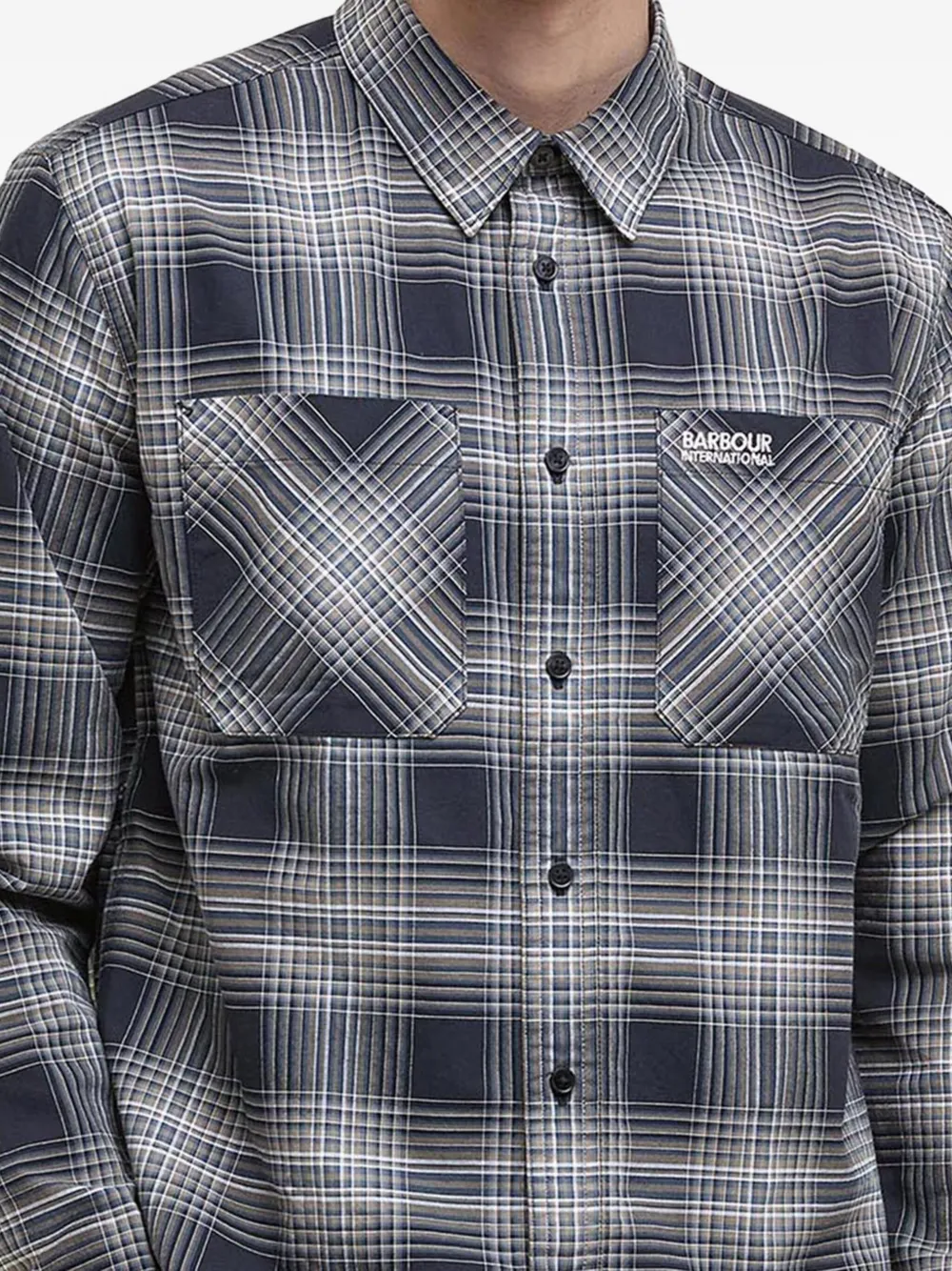 Barbour International Checked Pocket Shirt In Gray