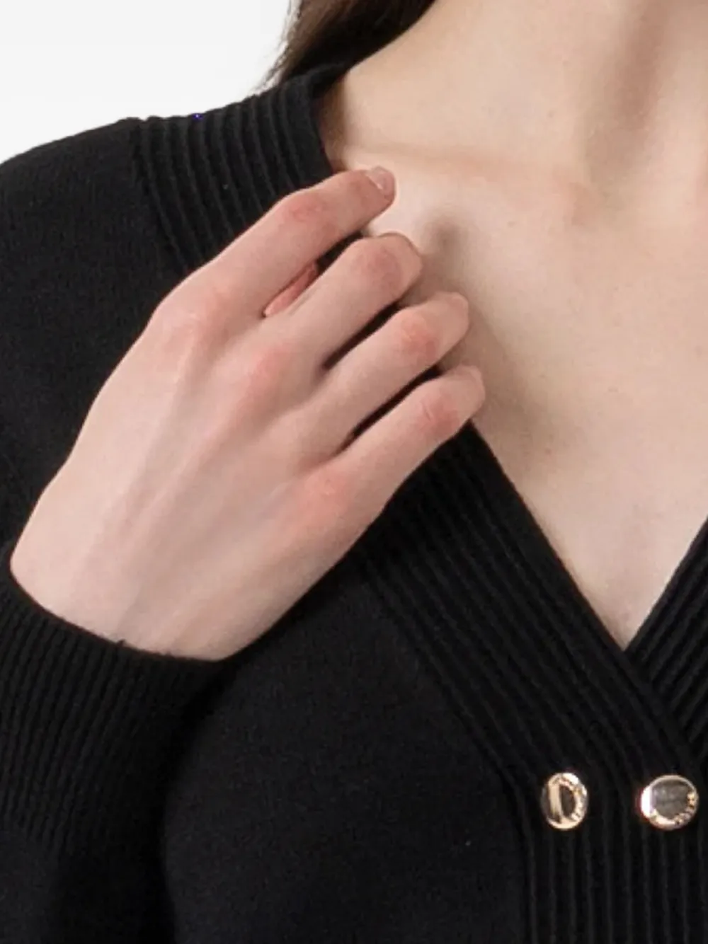 Catrafina Button Patch-pocket Cardigan In Black