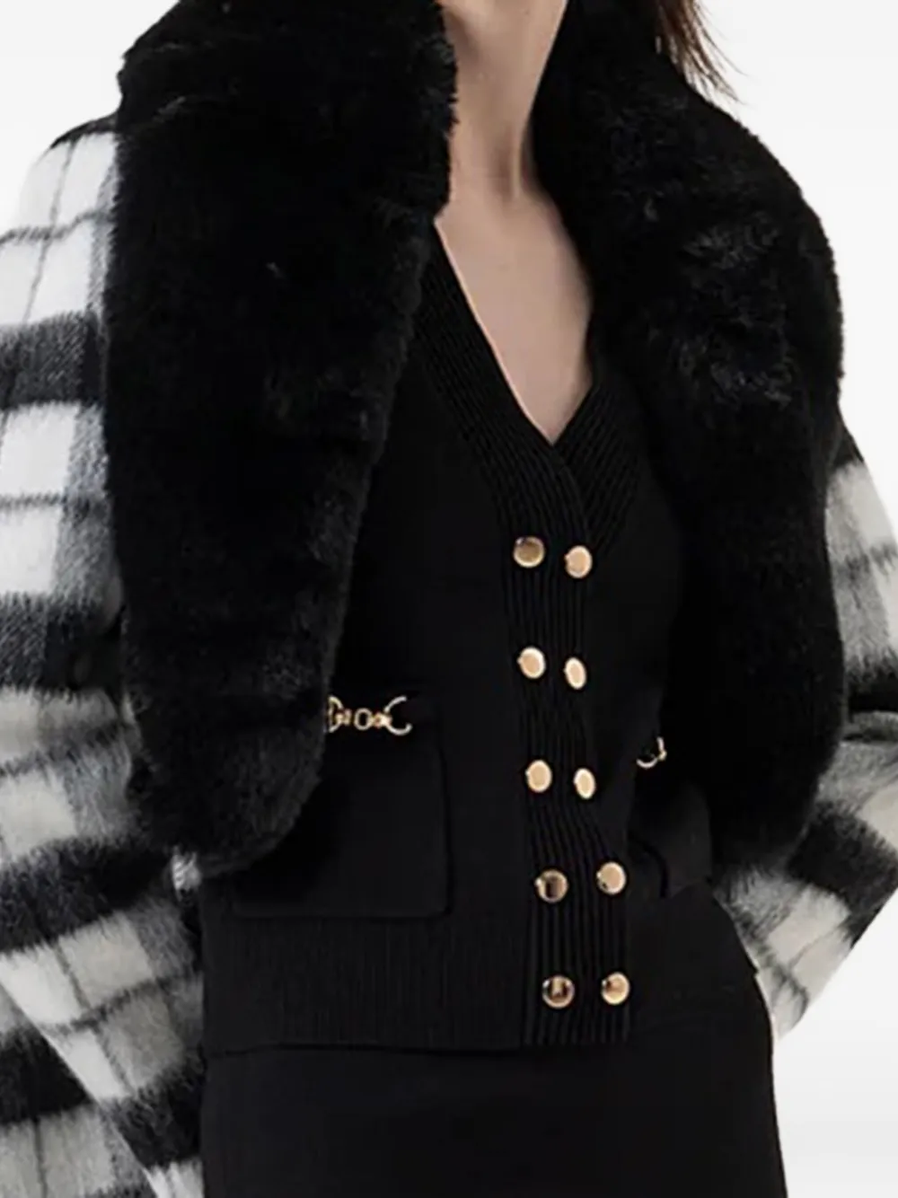 Catrafina Button Patch-pocket Cardigan In Black