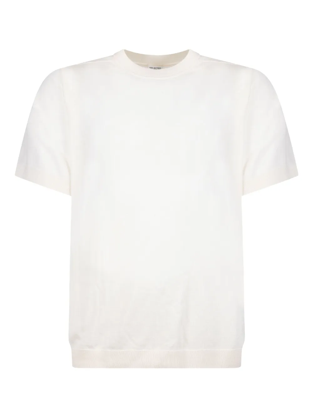 Selected Crew-neck Cotton T-shirt In White