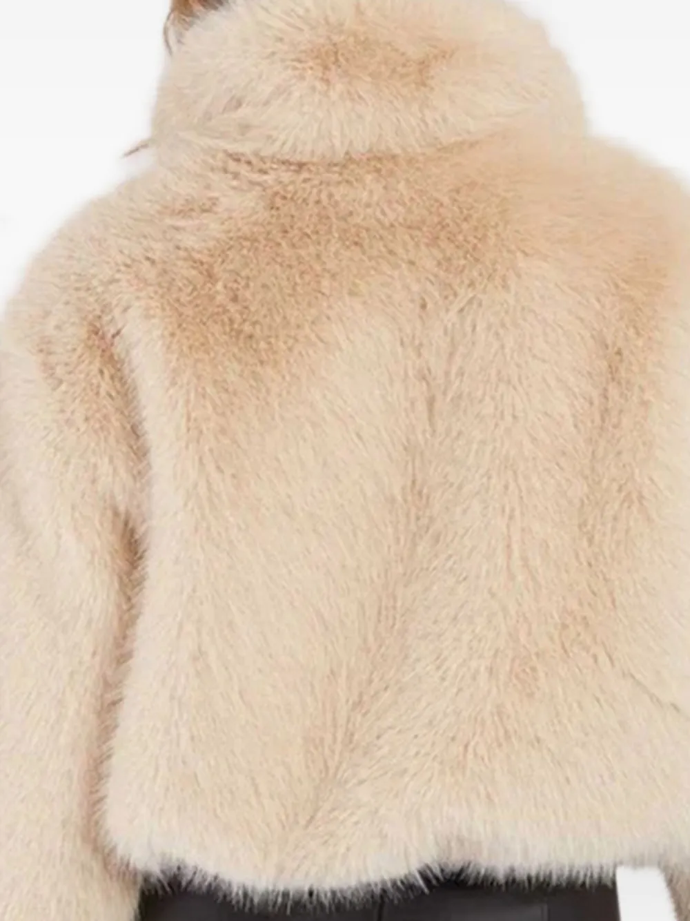 Derhy Faux-fur Cropped Jacket In Neutral
