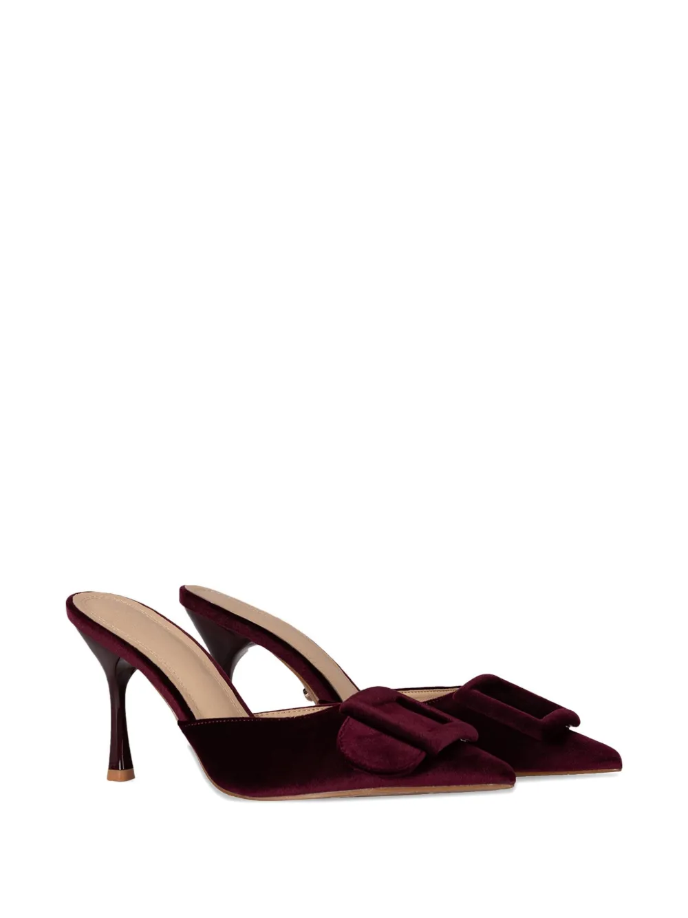 Twenty Four Haitch 70mm Buckle-detail Mules In Burgundy