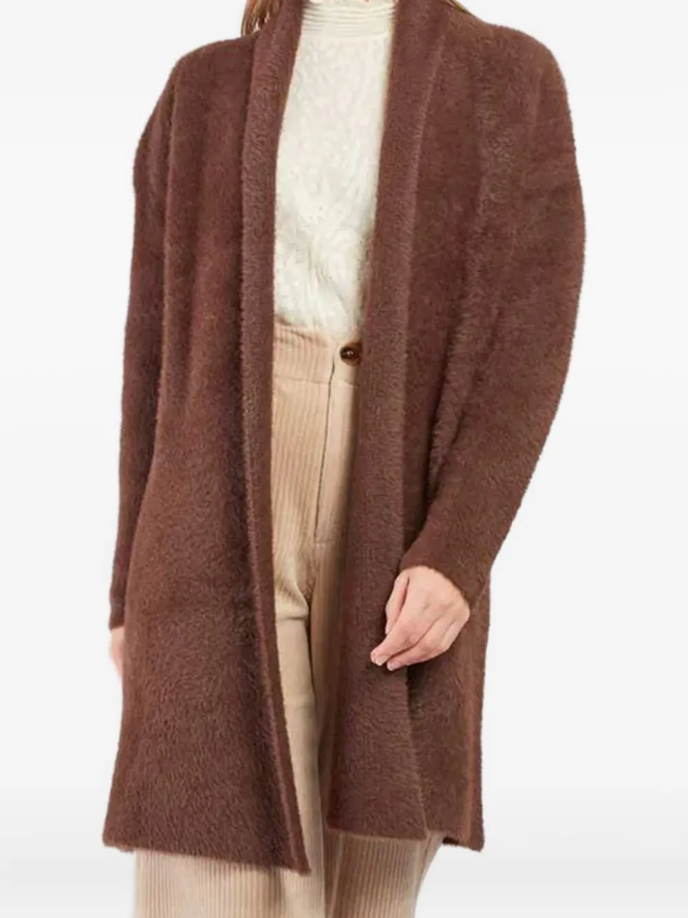 Derhy Begonia Open-front Cardigan In Brown