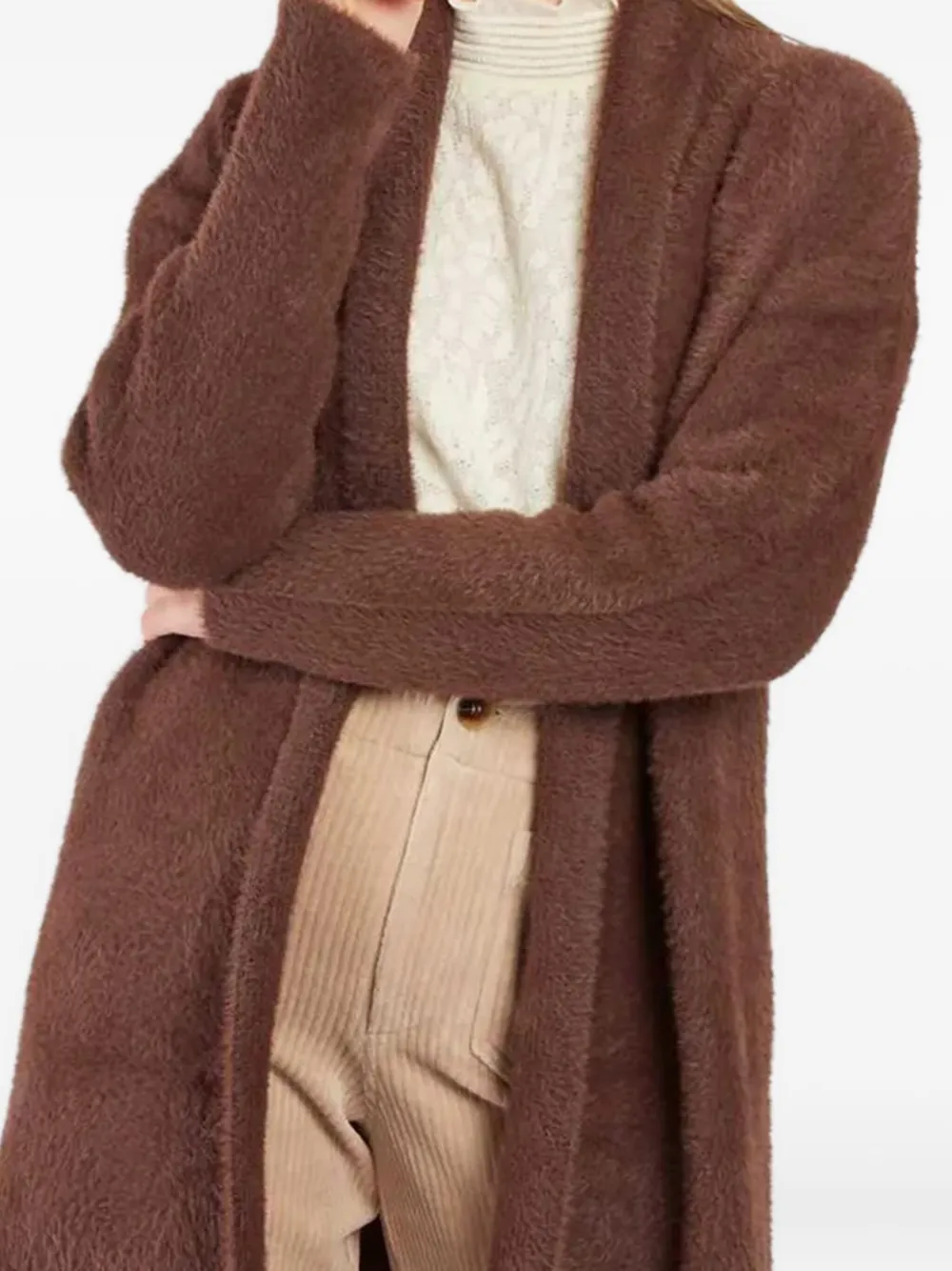 Derhy Begonia Open-front Cardigan In Brown