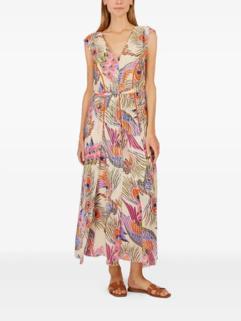 Derhy feather-print midi dress