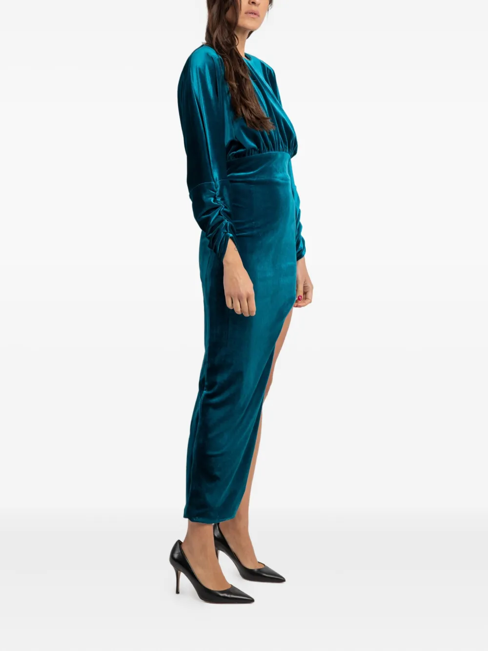 Actualee Long-sleeve Midi Dress In Blue